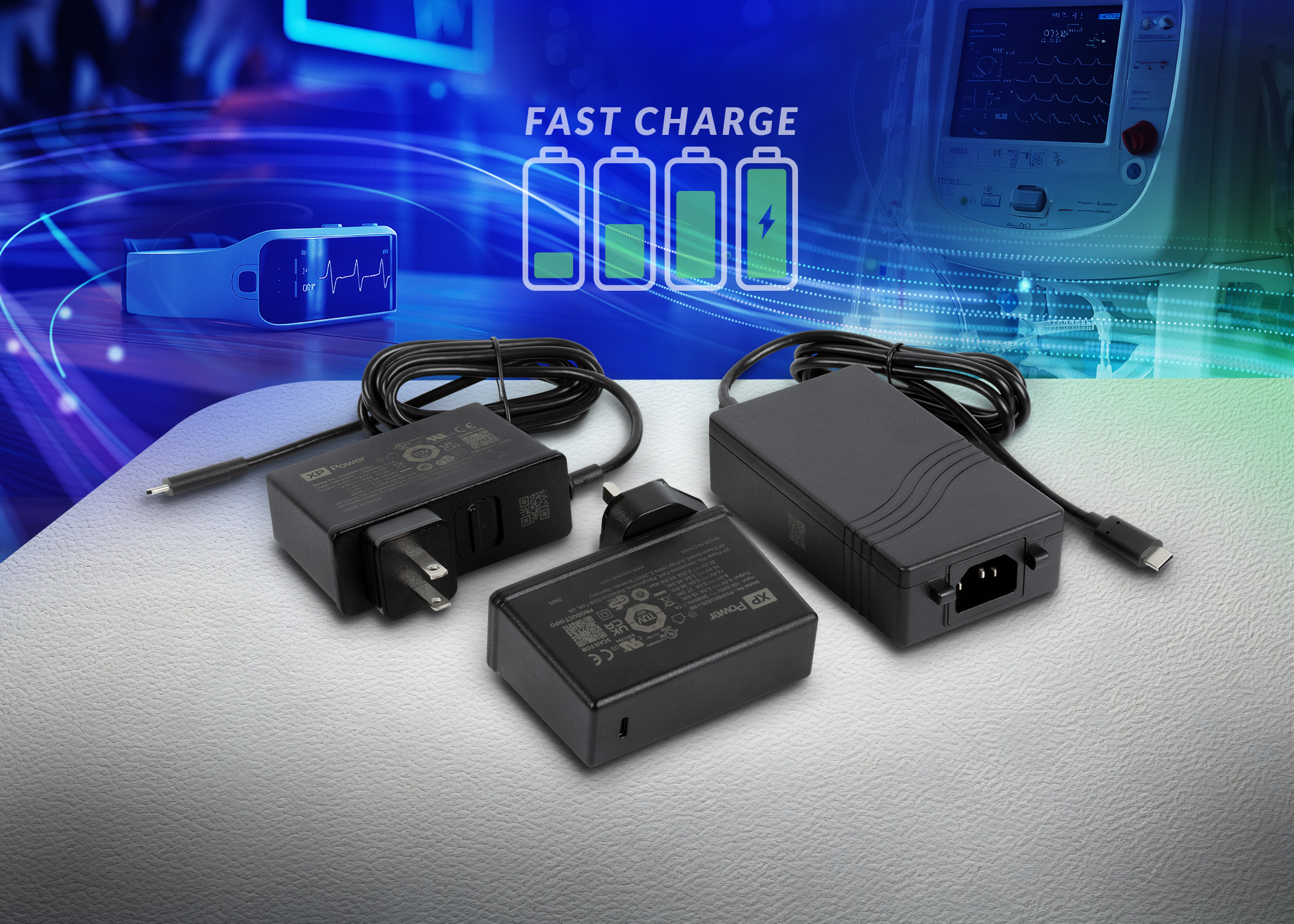 Compact GaN-based 65W to 140W PD Chargers Support Fast Charging in Medical and Industrial Technology Applications